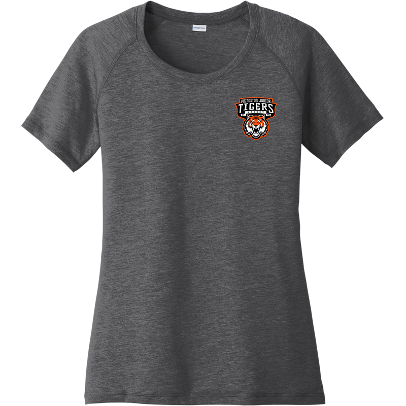 Princeton Jr. Tigers Ladies PosiCharge Tri-Blend Wicking Scoop Neck Raglan Tee