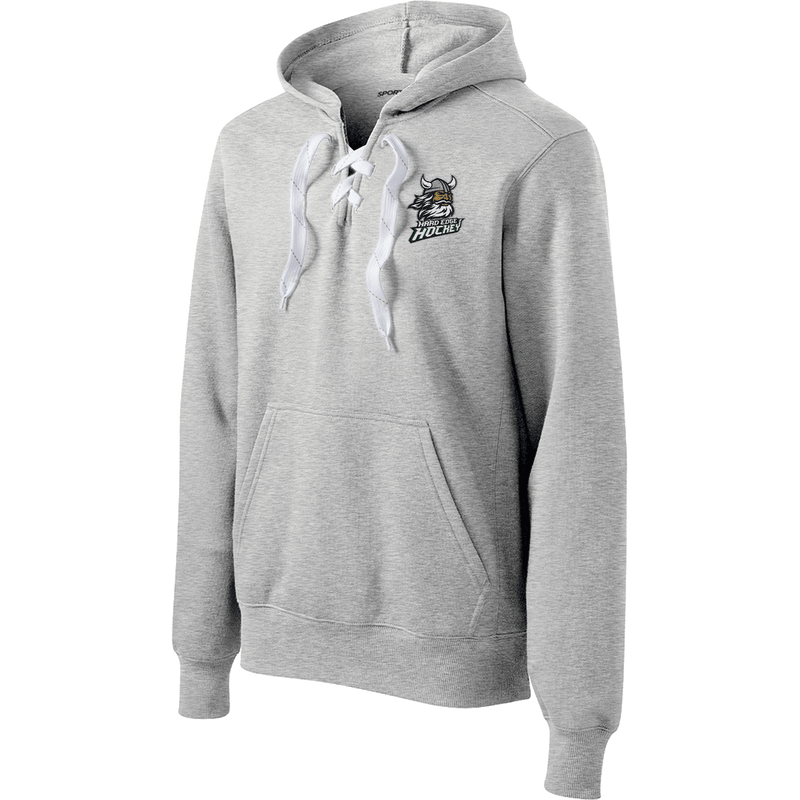 Hard Edge Hockey Lace Up Pullover Hooded Sweatshirt