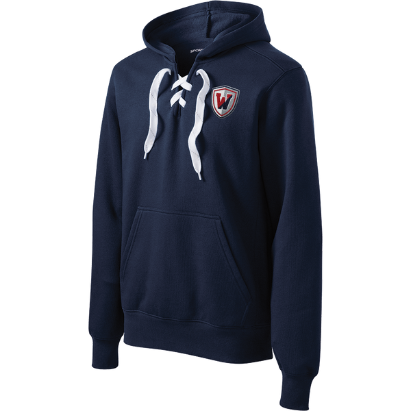 Wall Hockey Lace Up Pullover Hooded Sweatshirt